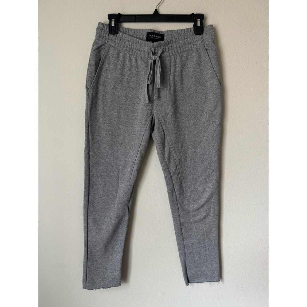 PacSun Mens Heather Gray Raw Hem Jogger Sweatpants Sz S Drawstring‎ Cotton Blend